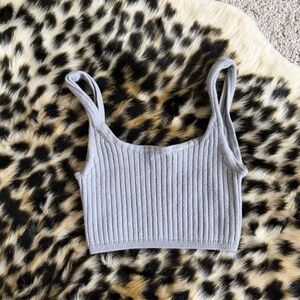 Aritzia Gray Ribbed Crop Top